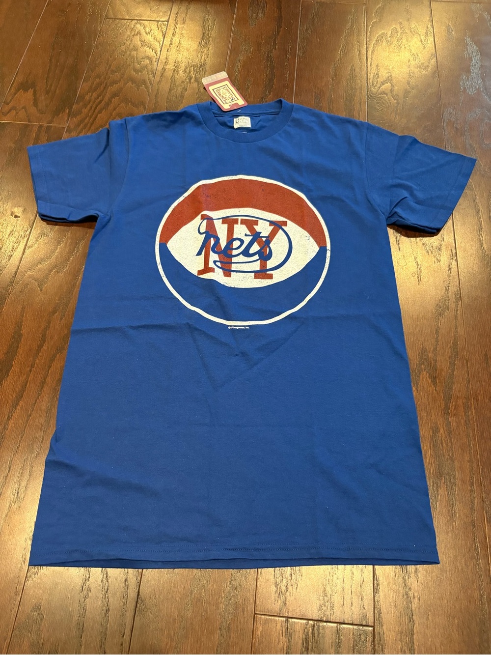 NEW RETRO MEN'S NY BROOKLYN NETS BASKETBALL NBA BLUE LOGO T-SHIRT SIZE SMALL NWT